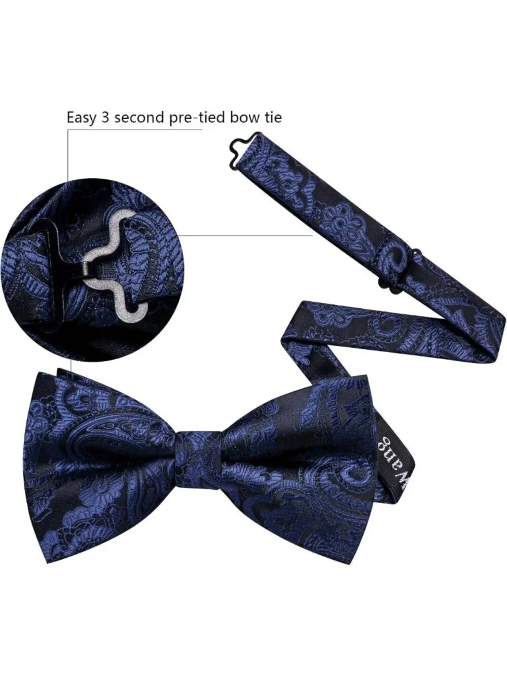 Elegant Paisley Striped Silk Bow Tie Set for Men - Pre-Tied, Formal Accessory